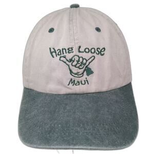 Ahead Baseball Cap Hat Beige Green OS Maui Shaka Embroidered Slideback Strap